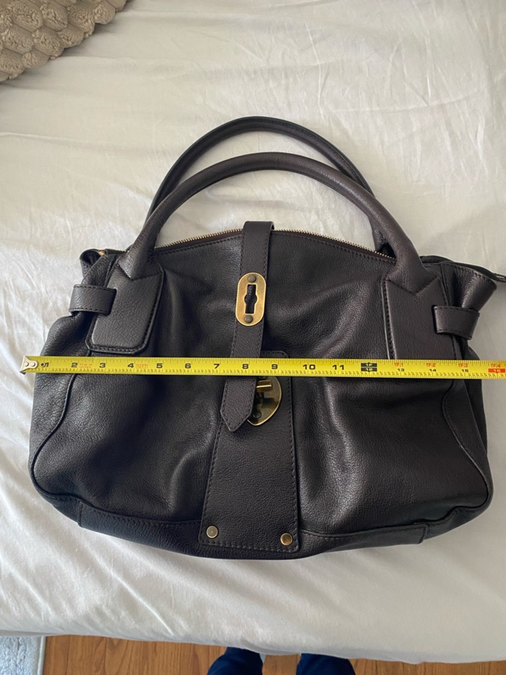 Burberry Brown Buffalo Leather Shoulder Bag with Ruffled Detailing - Picture 10 of 10